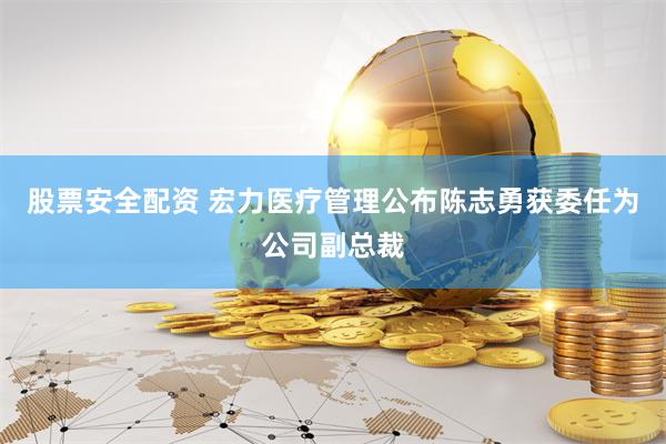 股票安全配资 宏力医疗管理公布陈志勇获委任为公司副总裁
